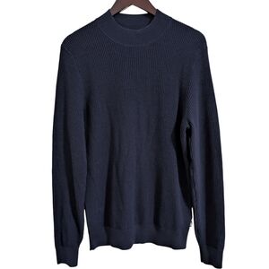 BOSS Hugo Boss Navy "Opale" Virgin Wool Cotton Waffle Knit Sweater - Medium